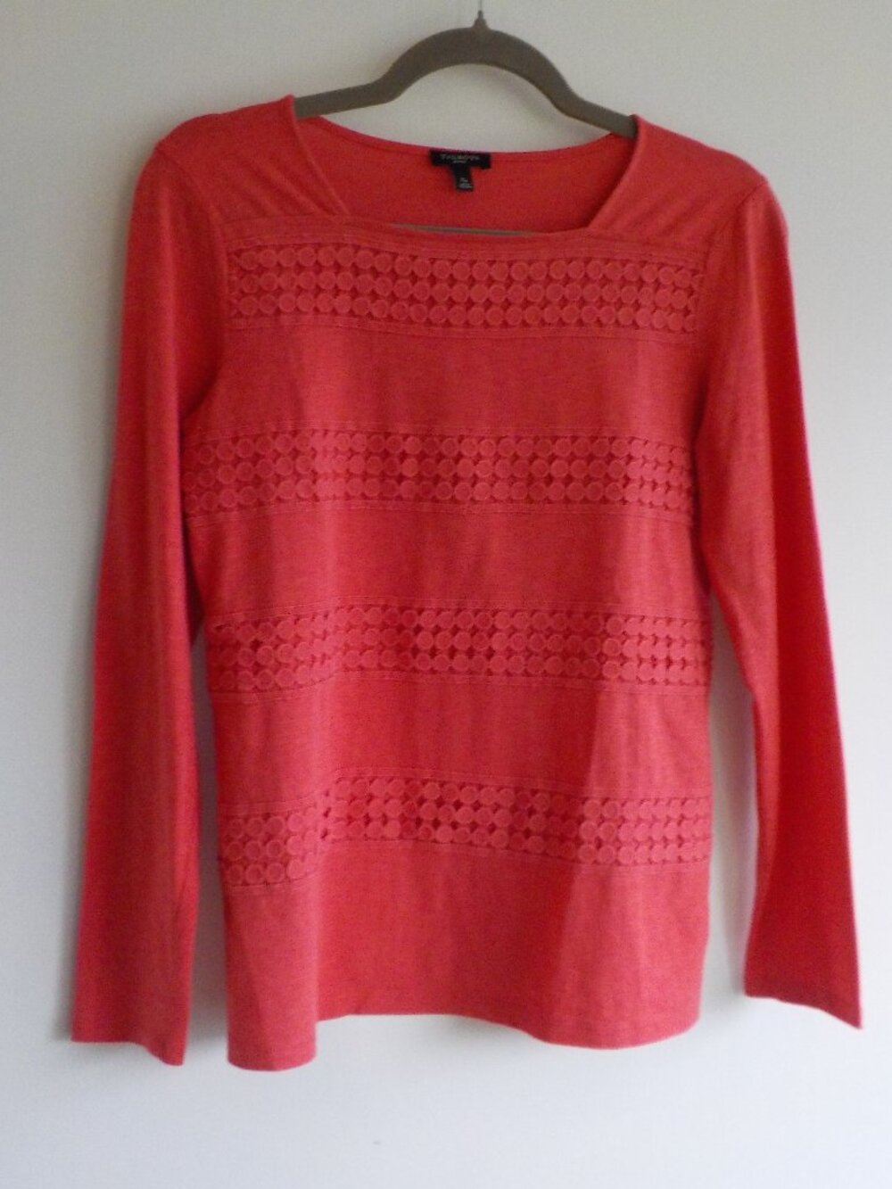 Talbots Blouse - Small Petite - COTTON Deep Rose Pink Long Sleeve Detail (2230)
